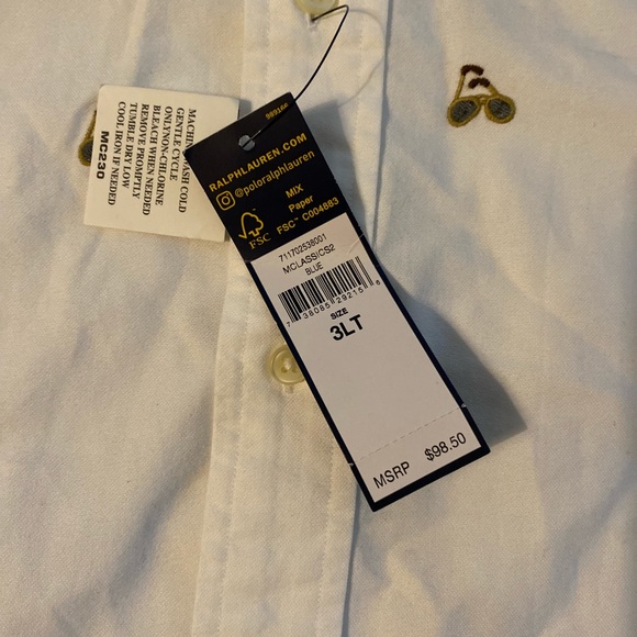 Ralph Lauren Mens NWT 3xl Short Sleeved Shirt With Stylized Embroidery - Picture 2 of 6